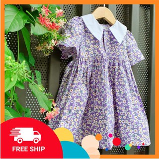 [GIẢM GIÁ SỐC] Váy BÉ GÁI hoa tím Mia [FREESHIP] chất vải thô, họa tiết hoa nhí màu sắc nhẹ nhàng
