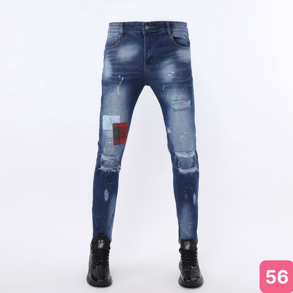 Quần jean nam màu xanh không rách gối chất bò cao cấp co dãn 4 chiều cực đẹp, quần rin nam 012HD Nhiều Mẫu Mới