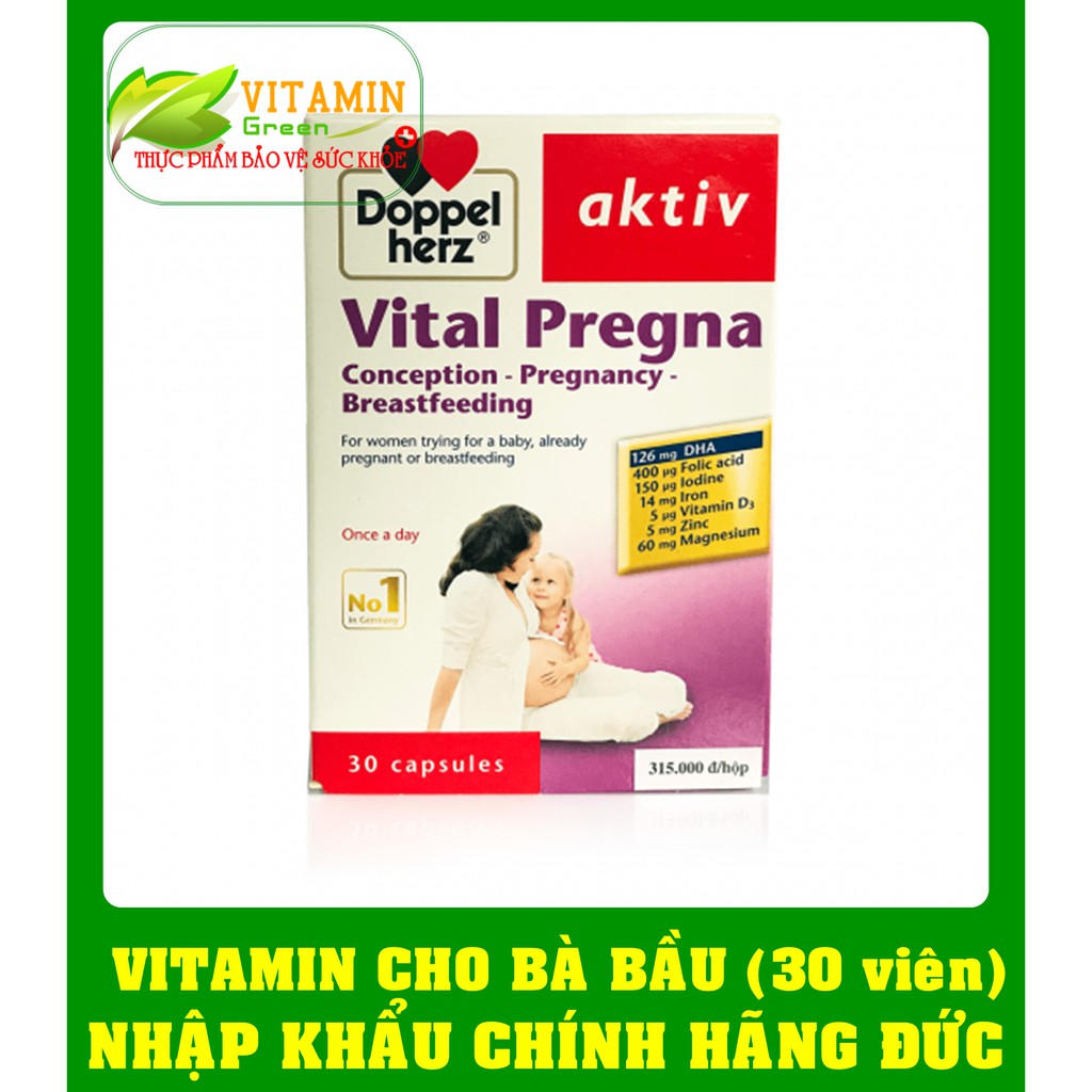 VITAMIN BẦU Doppelherz Vital Pregna ( 30 viên) | NHẬP KHẨU CHÍNH HÃNG ĐỨC