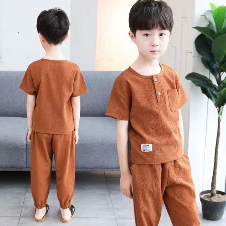 Set Đồ Bộ Cotton Ngắn Tay Phong Cách Trung Hoa Dành Cho Bé Trai hàng quảng châu Mẫu mới 2021