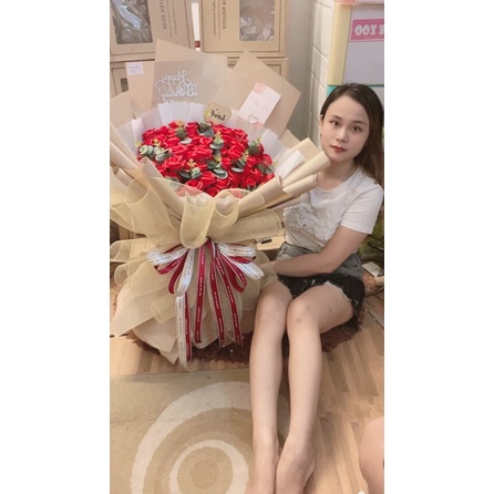 [Ảnh Thật] Bó hoa sáp 60bông siêu to, cao 80cm, rộng 55cm. Mẫu thiết kế cao cấp nhà Khả An