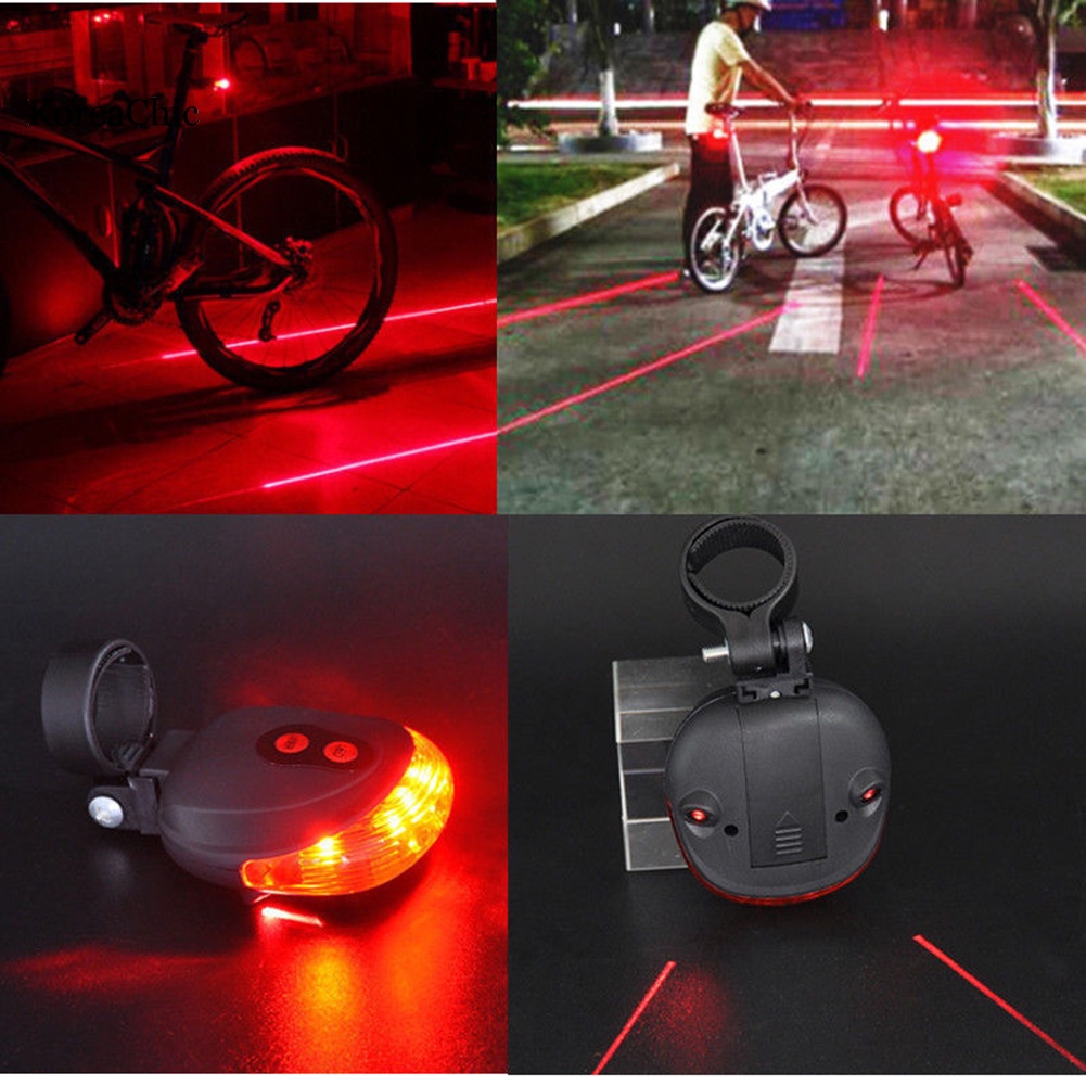 Đèn hậu xe đạp cảnh báo an toàn có 2 bóng laze và 5 bóng LED