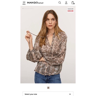 [Mango Auth] Áo Sơ Mi Nữ Da Rắn Mango Xs