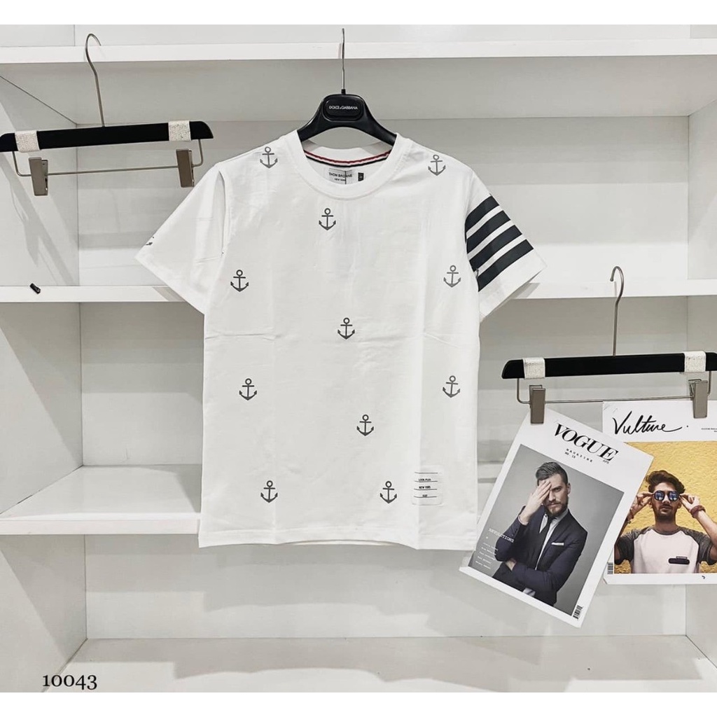 Áo Phông Hè Tay Ngắn In Mỏ Neo, Áo Thun Nam Nữ Phong Cách Trẻ Trung Năng Động