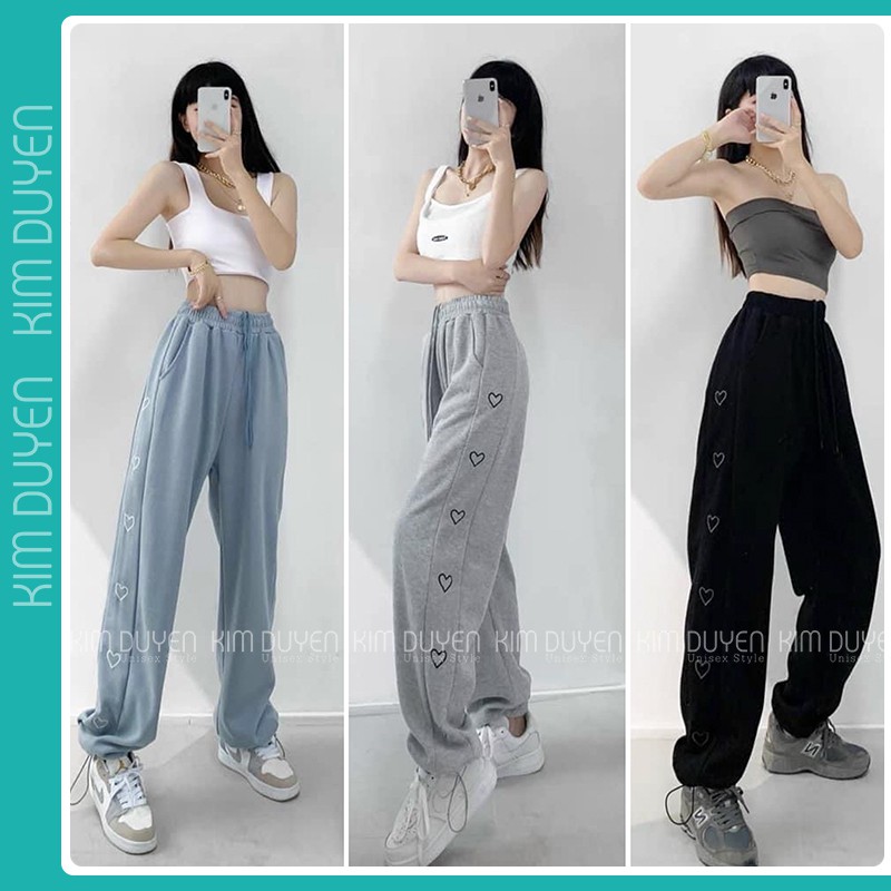 Quần Jogger Tim Cạnh Siêu Hack Chân - Quần Ống Rộng Chốt Gấu Ullzang Có size M và L, Chất nỉ ép dầy, VIDEO ẢNH THẬT | BigBuy360 - bigbuy360.vn