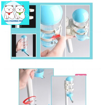 Bộ Bình bát xịn cho chó mèo tự động cấp nước kèm bát ăn thú cưng