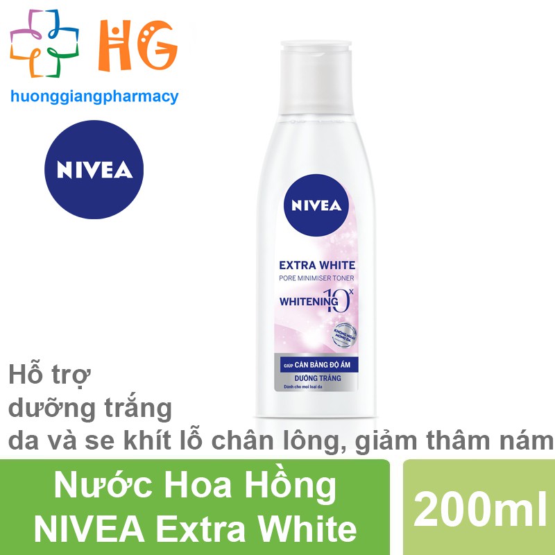 Nước hoa hồng NIVEA Extra White dưỡng trắng da và se khít lỗ chân lông (Chai 200ml)