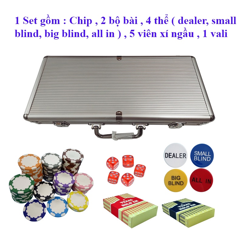Bộ Phỉnh Chip Poker không mệnh giá Texas Holden Hàng Cao Cấp dòng PK 12