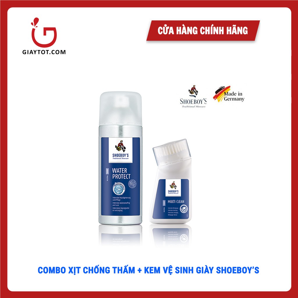 Combo Xịt chống thấm + Kem vệ sinh giày Shoeboy - Xịt nano chống thấm giày - Làm sạch giày Shoeboy's