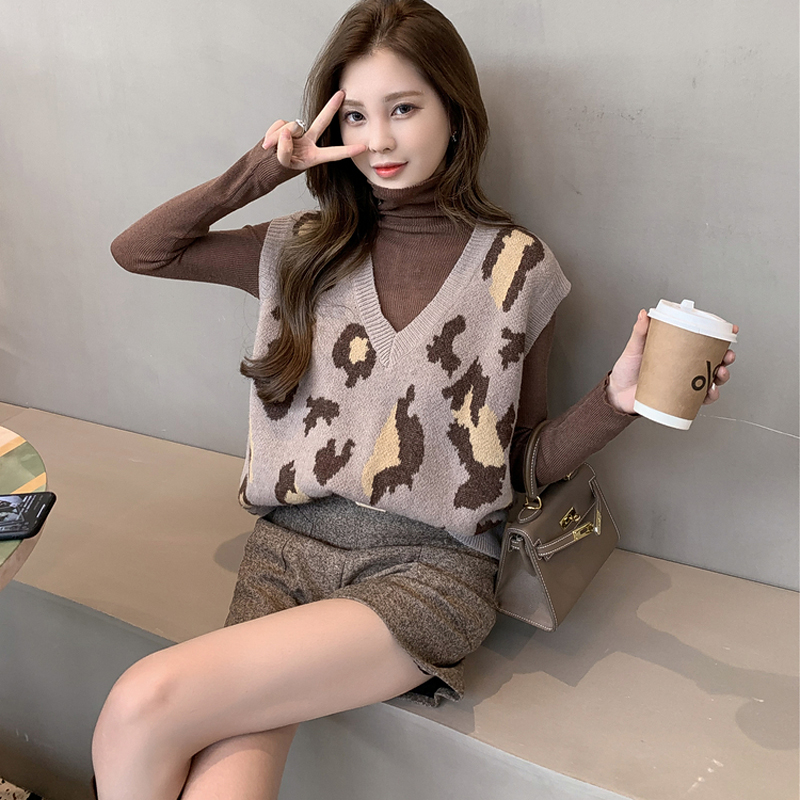 Áo sweater không tay họa tiết da báo thời trang dành cho nữ | BigBuy360 - bigbuy360.vn