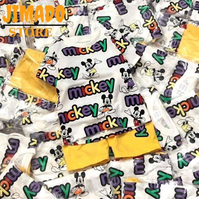 Đồ bộ bé trai bộ đồ mickey chữ quần vàng disney chất cototn 4 chiều cho bé JIMADO E2.065.100