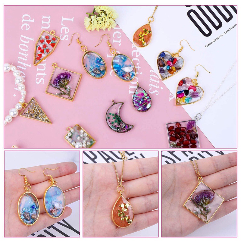Mở Bezels cho nhựa , 60 cái Khung rỗng Mặt dây chuyền nhựa Thủ công Bezels Khuôn trang sức để đúc nhựa , làm dây chuyền