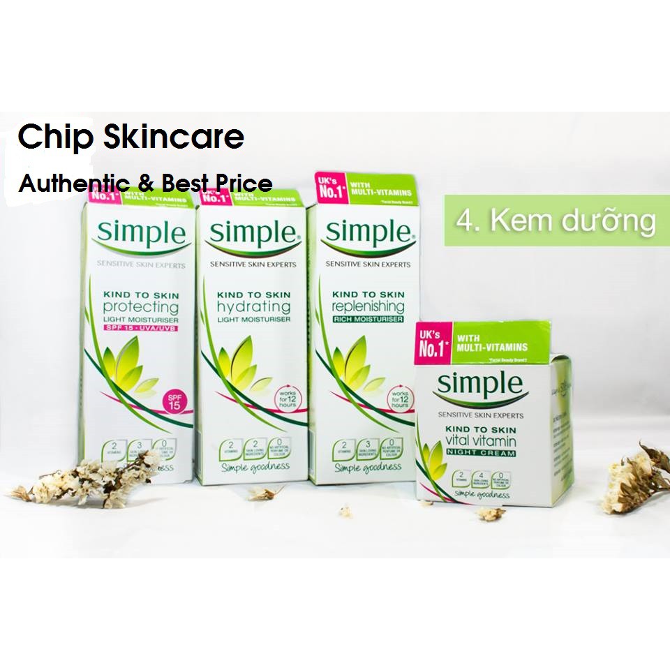 Sữa dưỡng da Simple Kind To Skin Hydrating Light Moisturiser 125ml Chip Skincare