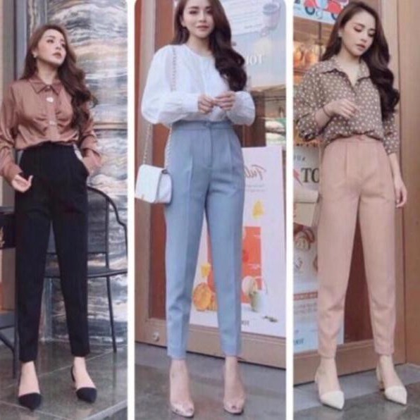 [ Giảm Giá 35% ] Âu Phục - Quần Vải Nữ - ống cỡ vừa - bền và co giãn tốt - Không bai nhão , xù lông [ BIG SALE ]