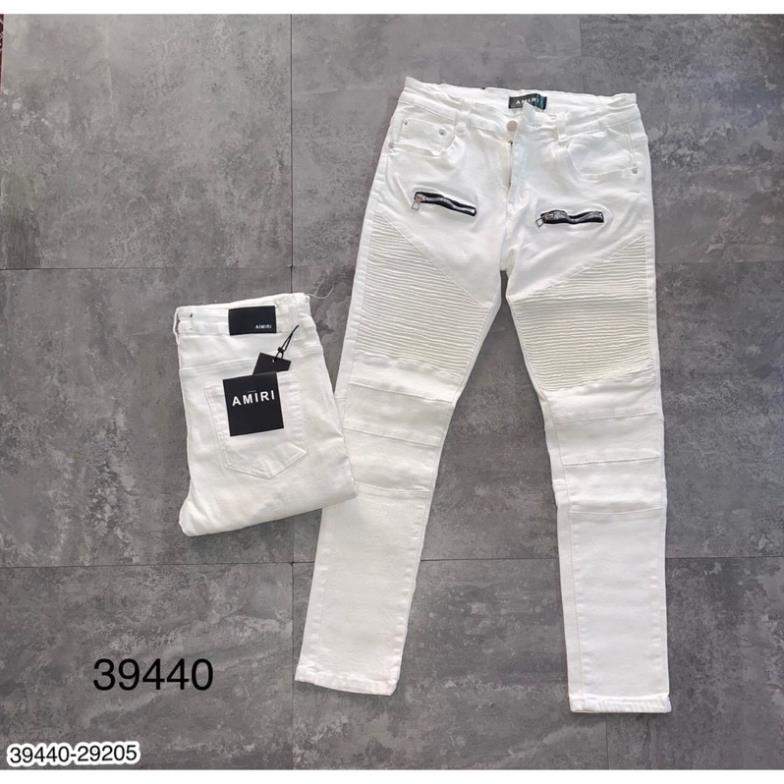 [Sẵn Hàng] Quần Jeans Nam THOM Rách Trắng Cao Cấp - Quần Bò Trắng AMR Khoá Cao Cấp