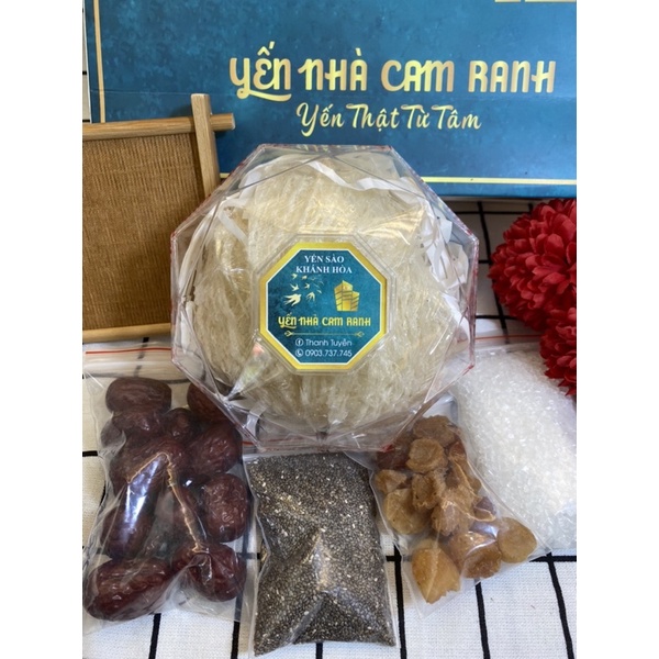 yến sào tinh chế 1 nguyên tổ khánh hoà ,cam ranh ,30gr có tặng kèm nguyên liệu chưng long nhãn, táo,hạt chia,đường phèn