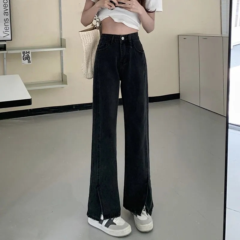 Quần Jeans Nữ Lưng Cao Ống Rộng Thời Trang Hàn Quốc
