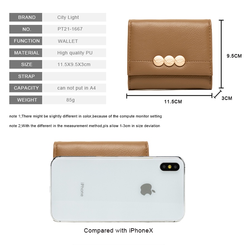 Ví Ngắn Đựng Thẻ Gập Ba Dành Cho Nữ