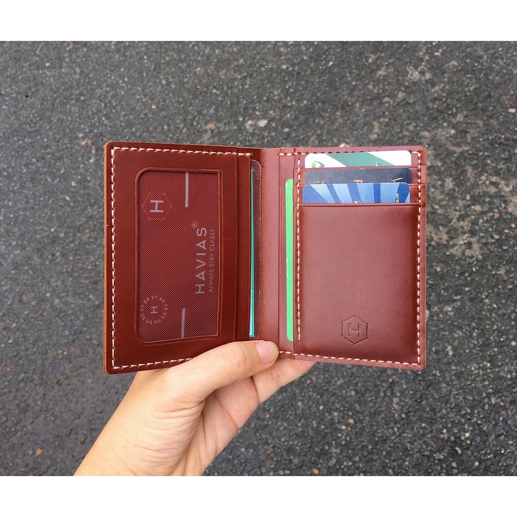 Ví Da đứng Venumi Handcrafted Wallet HAVIAS - Đỏ Nâu