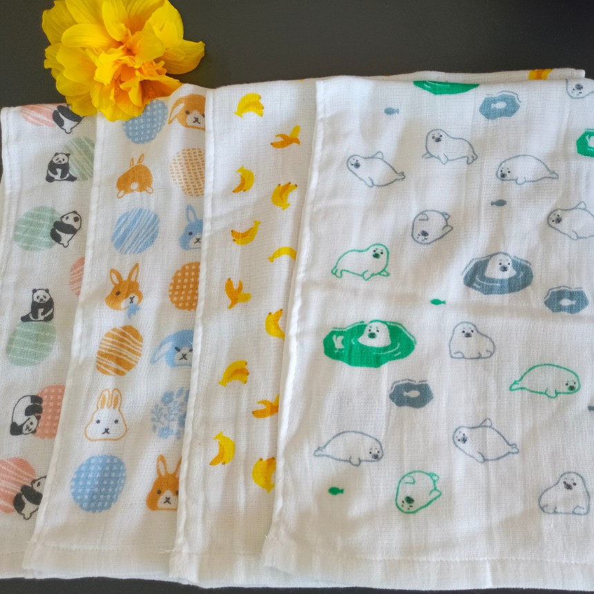Khăn xô cao cấp cho bé , 2 mặt, chất cotton sợi tre siêu mềm, thấm nước tốt, nhẹ, thoáng khí, nhanh khô, hình thú kute