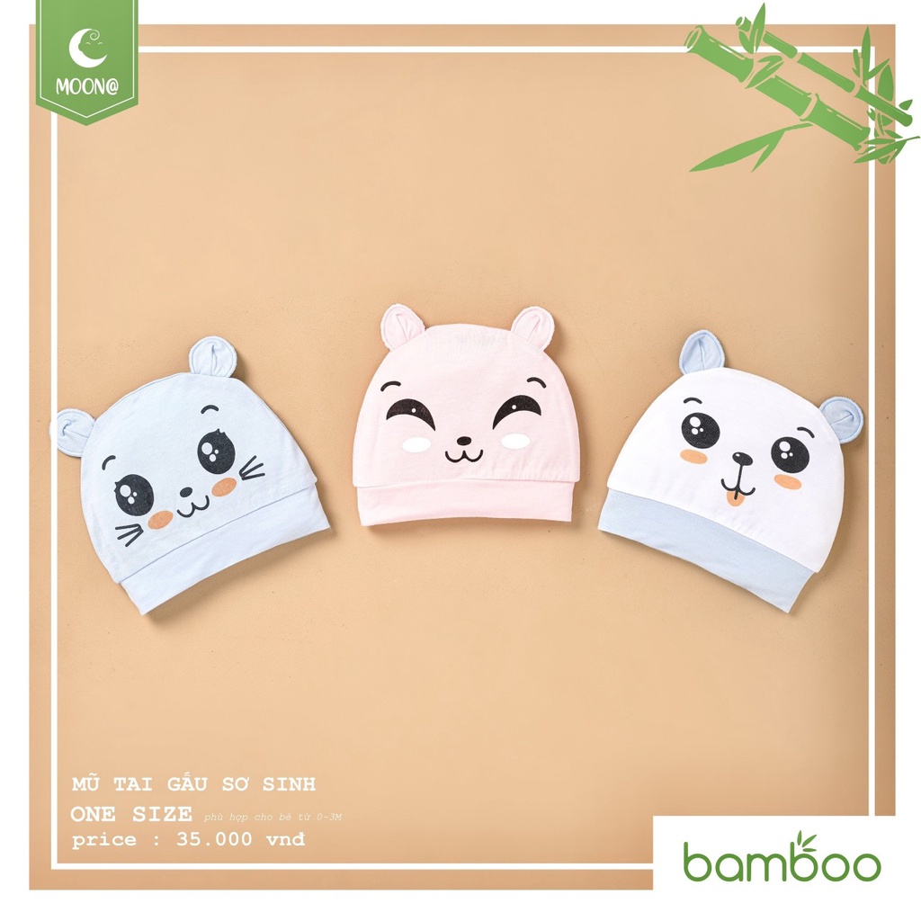 Bao tay chân và mũ Moon họa tiết chất cotton cao cấp cho bé