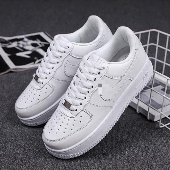 Giày sneaker full trắng đế 3cm, Giày thể thao màu trắng thoáng khí đế êm full box