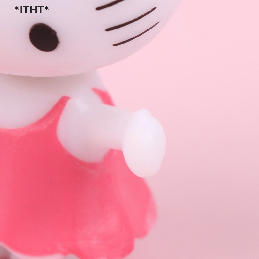 Bộ 6 Mô Hình Mèo Hello Kitty Mini Bằng Nhựa Resin Để Bàn Trang Trí