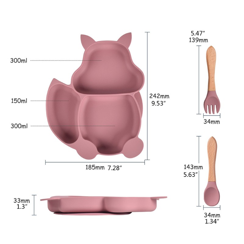 Bộ Tô Muỗng Nĩa Bằng Silicone Hình Chú Sóc Đáng Yêu Cho Bé
