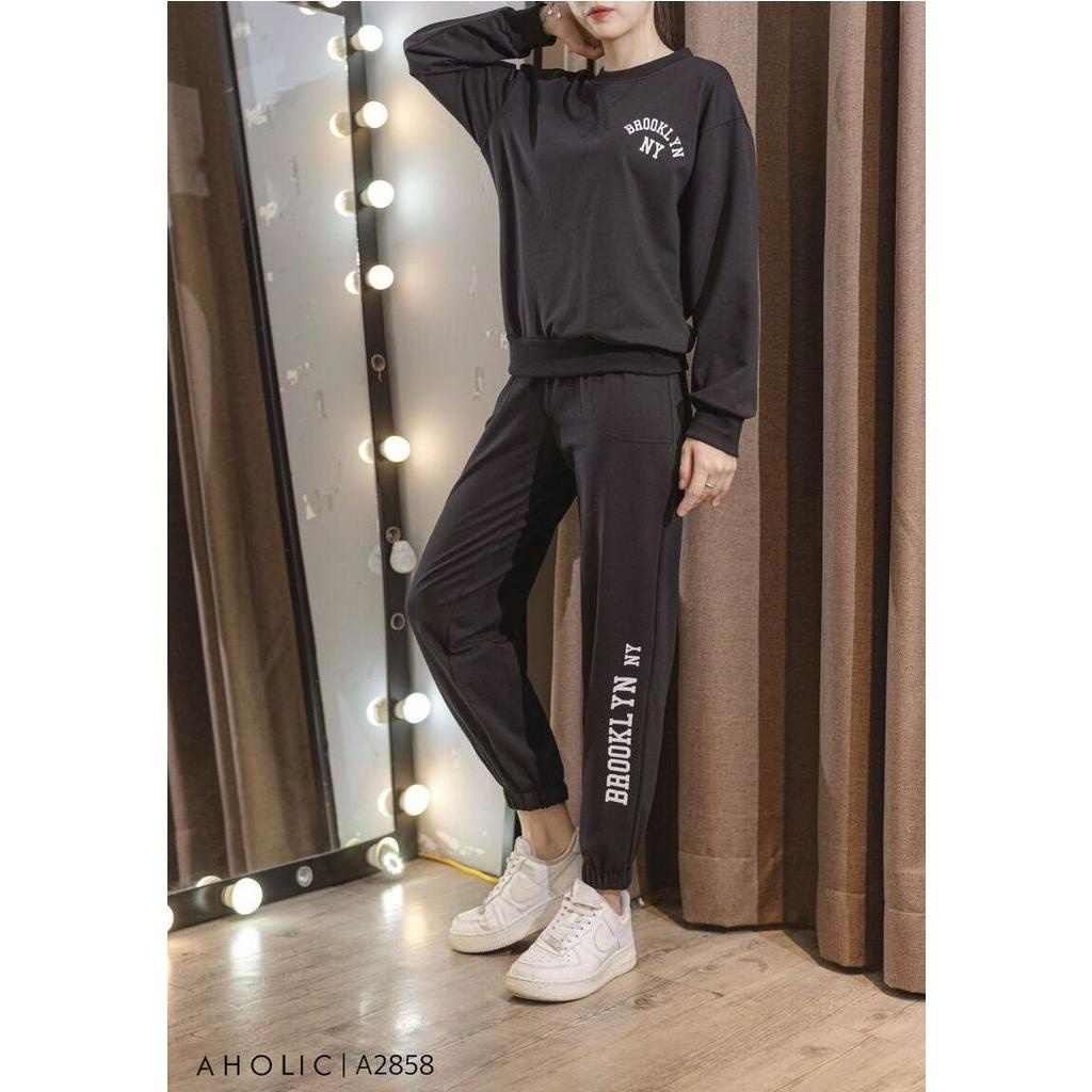 Bộ nỉ da cá 2 màu brooklin đỏ đen Aholic A2858