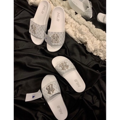 Dép Mlb quai ngang thêu, unisex, mang êm chân, đế bền, phù hợp mang đi học đi chơi đi dạo, đế chống thấm