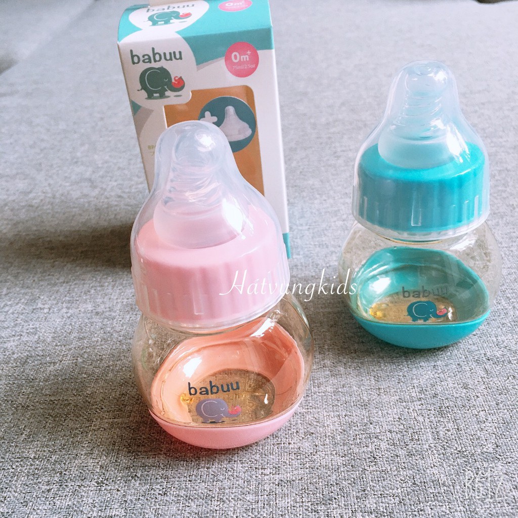 Bình sữa 75ml Babuu thân tròn Nhật bản nhập khẩu