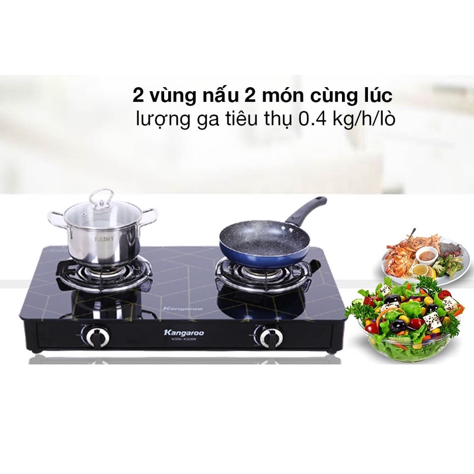 Bếp ga đôi Kangaroo KG526M Chính hãng trưng bày 99%+Tặng dây gas-bếp bền tốt tiết kiệm gas