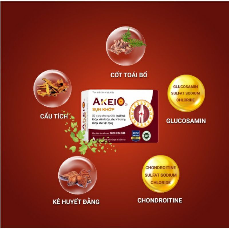 Viên uống Akeio Sụn Khớp ⚡ CAM KẾT CHÍNH HÃNG ⚡ Viên uống hỗ trợ viêm khớp thoái hóa khớp, khô khớp