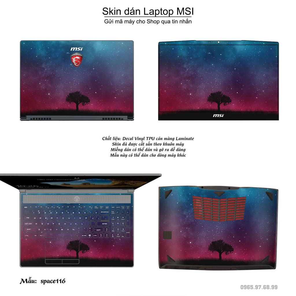 Skin dán Laptop MSI in hình không gian nhiều mẫu 20 (inbox mã máy cho Shop)