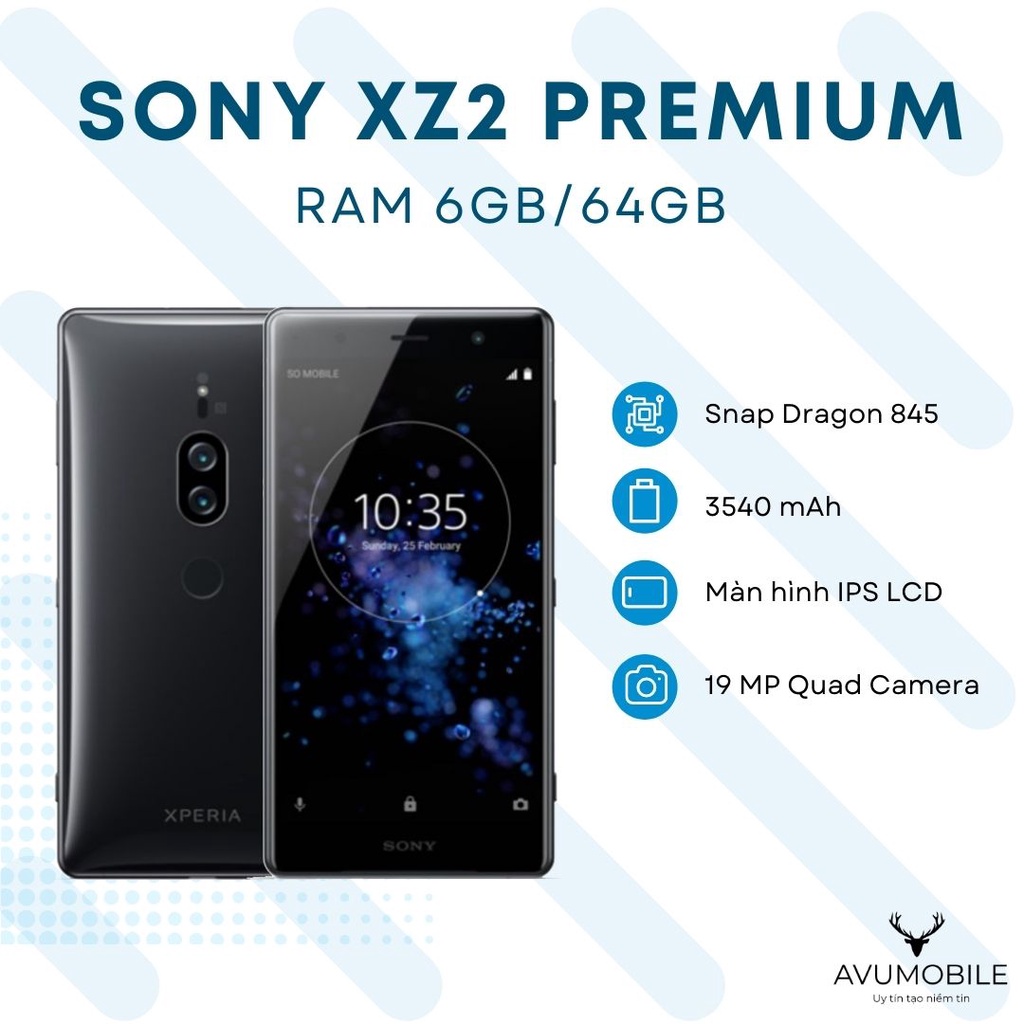 Điện thoại Sony Xz2 Premium,ram6/64,chipS845,5.8",UltraHD(4K)