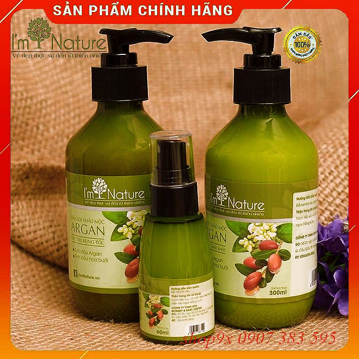 (Chính Hãng) Bộ Gội Xả Thảo Mộc Argan 300ml + Tinh Chất Mọc Tóc I'M NATURE