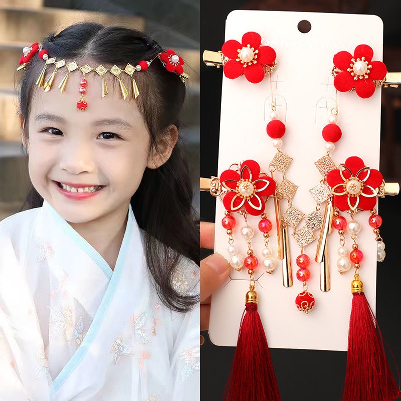 Dây Cột Tóc Phong Cách Trung Hoa Cổ Điển Thời Trang Năm Mới Cho Bé Gái