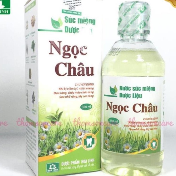 Nước súc miệng dược liệu Ngọc Châu - giảm nhiệt, hôi miệng từ trà xanh, bạc hà, tinh dầu tràm chai xúc 350ml chính hãng