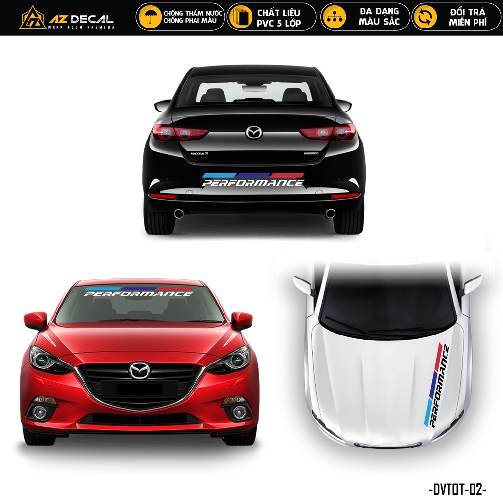 Tem Dán Xe Ô Tô Performance | DVTOT-02 | Decal Dán Sườn Xe Hơi Nắp Capo Kính Lái Cản Sau Đuôi Xe Oto Đẹp Nhất