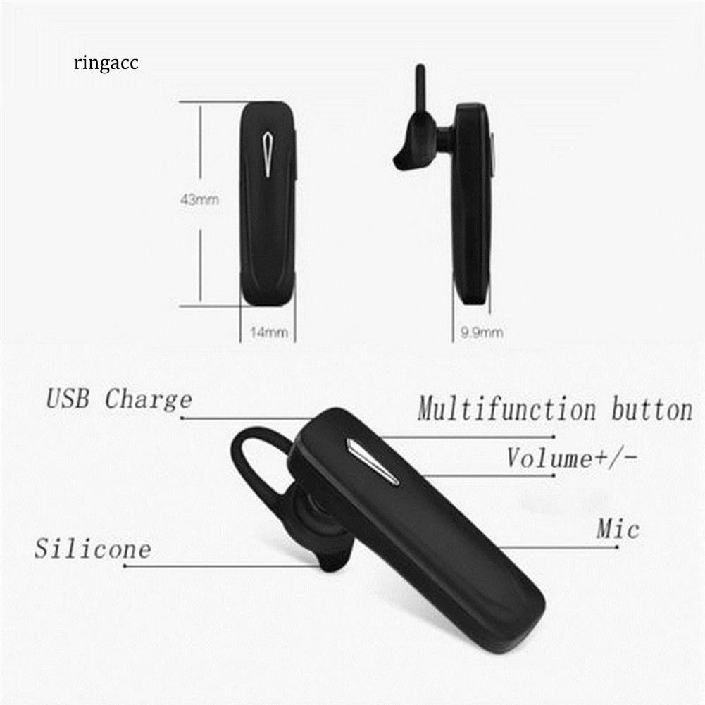 Bộ tai nghe bluetooth 1 bên kích thước 43x14x9.9mm kèm móc gắn tiện dụng dành cho điện thoại iPhone Samsung