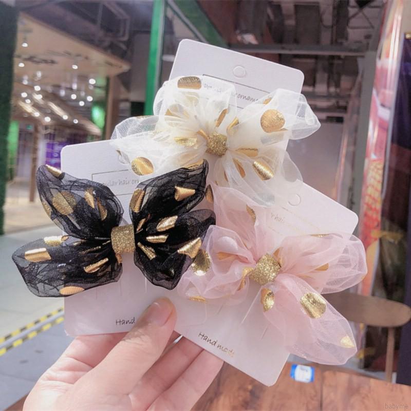 ♕ Babyme ღ  Baby Girls Leisure Durable Mesh Bow Hair Clip Hair Accessories