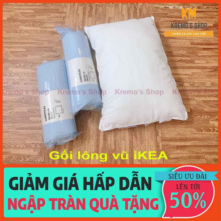 Ruột gối lông vũ [FREESHIP] Gối lông vũ nhập khẩu chính hãng IKEA mềm mại thích hợp cho người nằm thấp đau mỏi vai gáy