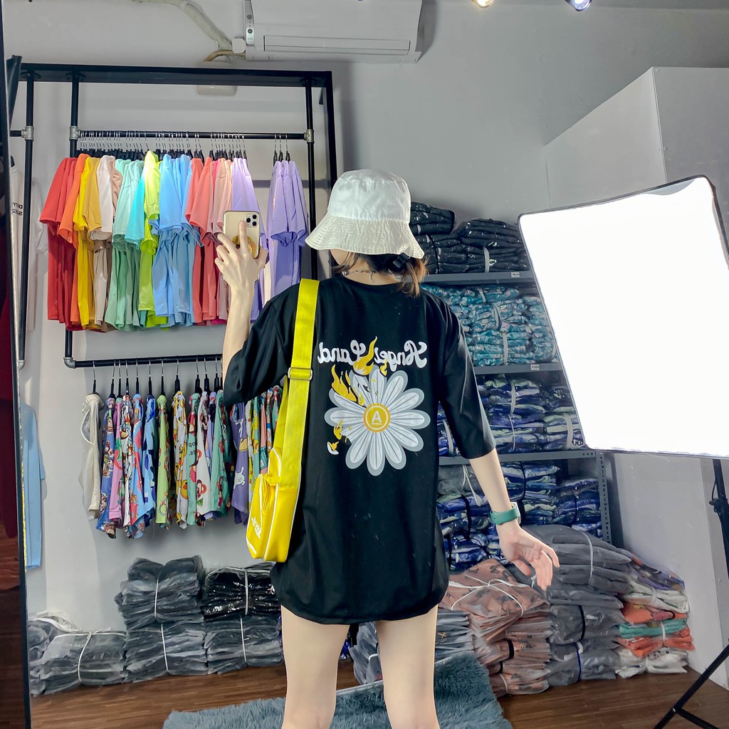 🍀HÀNG ĐẸP🍀 Áo thun hoa cúc siêu cool unisex oversize vải cotton xượt poli co giãn thấm hút tốt A011