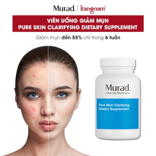 Viên Uống Giảm Mụn Murad 120 Viên TẶNG Kem Ngừa Mụn 4h Murad Rapid Relief 15ml+ Sửa rửa mặt mini Murad 15ml