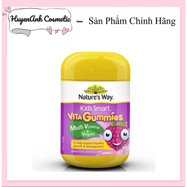 Kẹo Dẽo Vita Gummies Nature's Way Úc - Kẹo gôm bổ sung vitamin cho bé - 60 viên gum