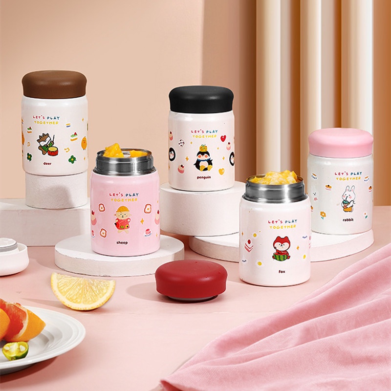 Hộp Đựng Cơm Trưa Giữ Nhiệt Bằng Thép Không Gỉ 304 320ml Kiểu Dáng Hoạt Hình Dễ Thương