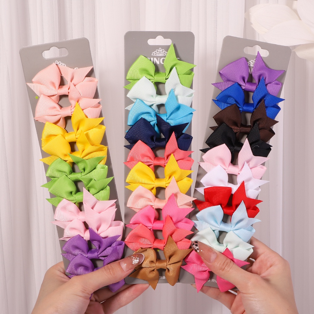 Set 10 Kẹp tóc KIDSBOWS đính nơ nhỏ màu sắc dễ thương thời trang cho bé gái