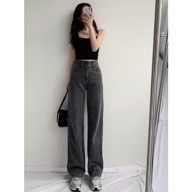 Quần jean nữ baggy ống suông chất vải Jean Denim không co dãn bền màu William - AT146