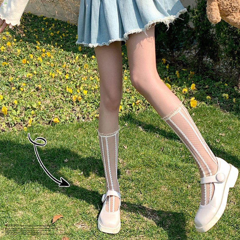 AROMA Vớ Lưới Dài Co Giãn Phong Cách Lolita Ngọt Ngào Cho Nữ
