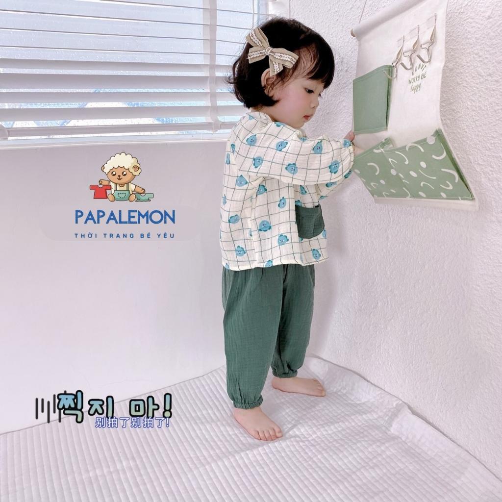 Đồ ngủ cho bé gái, bộ quần áo ngủ cho bé với chất liệu xô cotton mềm mại, thoáng mát, hoạ tiết đáng yêu, PAPALEMON
